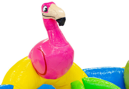 Buy colored inflatable park in Flamingo theme for children. Order inflatables online at JB Inflatables America