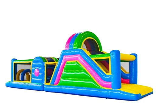 Order obstacle course in Happy colors for kids. Buy inflatable obstacle courses now online at JB Inflatables America