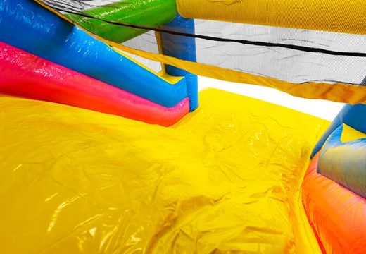 Order 13 meter long Happy colors inflatable obstacle course for children. Buy inflatable obstacle courses now online at JB Inflatables America
