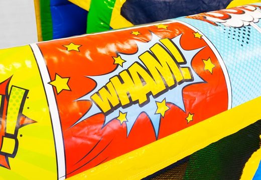 13 meter long Comic inflatable obstacle course for children. Order inflatable obstacle courses now online at JB Inflatables America