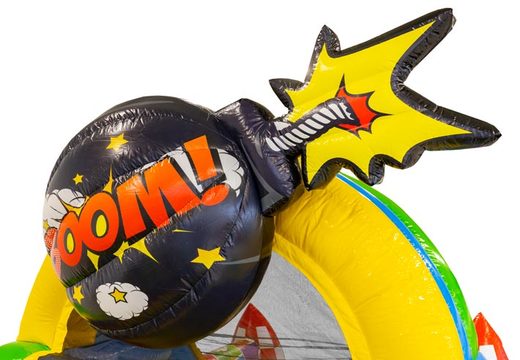 Buy 13m inflatable obstacle course in Comic theme for kids. Order inflatable obstacle courses now online at JB Inflatables America