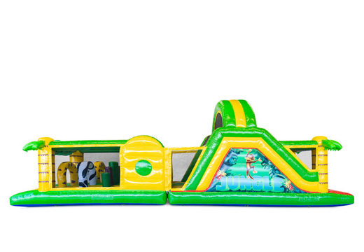 Order 13 meters bouncy castle in theme Jungle for kids. Buy inflatables with obstacle courses now online at JB Inflatables America