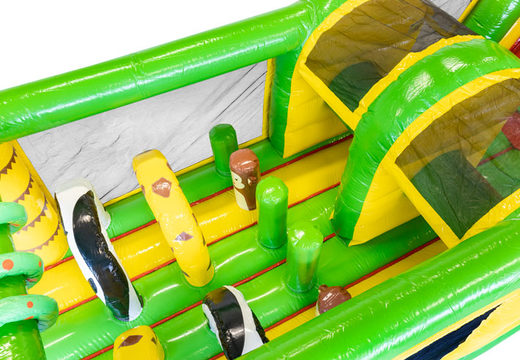 Buy 13 meters inflatable obstacle course in theme Jungle for kids. Order inflatable obstacle courses now online at JB Inflatables America