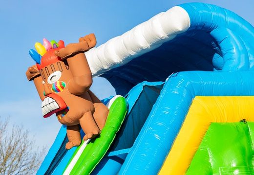 Inflatable slide in  Hawaii theme for kids. Order inflatable Drop and Slide now online at JB Inflatables America