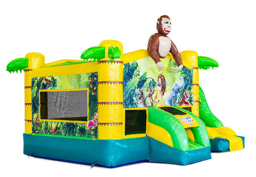 Inflatable Dropslide Combo bouncy castle in Jungle theme for sale at JB Inflatables. Order inflatable bouncy castles with slide at JB Inflatables America