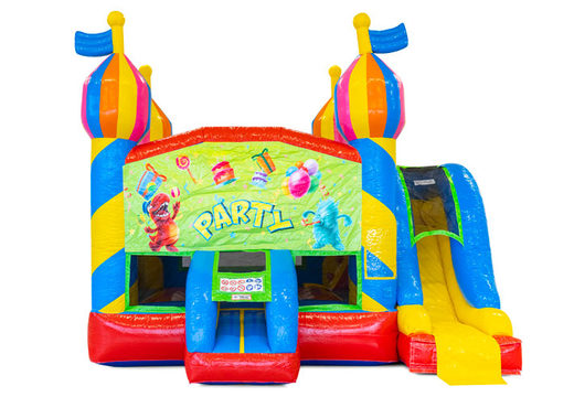 Order an indoor inflatable Dropslide Combo bouncy castle with slide in theme Party for children. Buy now inflatable bouncy castles with slide at JB Inflatables America