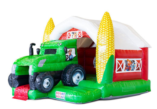 Buy small indoor inflatable Slide Combo bouncy castle in theme Tractor for children. Order now inflatable bouncy castles at JB Inflatables America