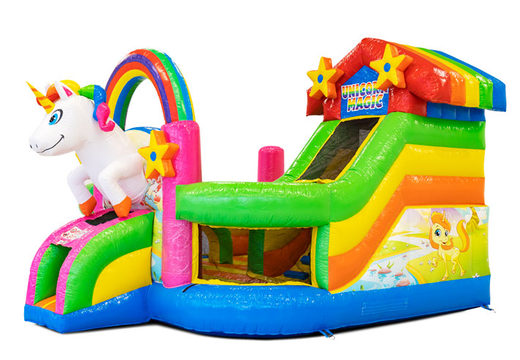 Buy an inflatable Funcity bouncy castle in the Unicorn theme for children. Order now inflatable bouncy castles at JB Inflatables America