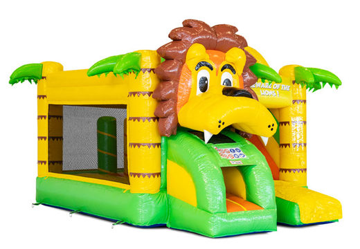 Inflatable Mini Multiplay bouncy castle in Lion theme for sale at JB Inflatables. Order inflatable bouncers at JB Inflatables America