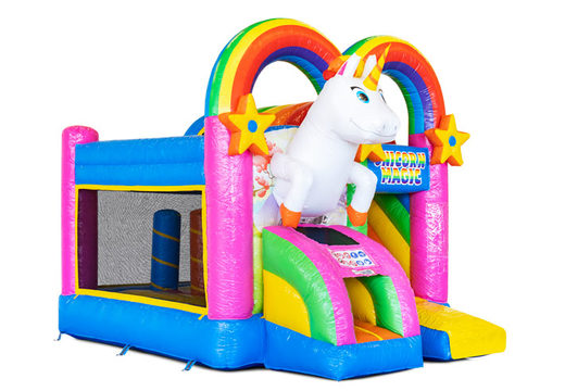 Inflatable Mini Multiplay bouncy castle in Unicorn theme for sale at JB Inflatables. Order inflatable bouncers at JB Inflatables America
