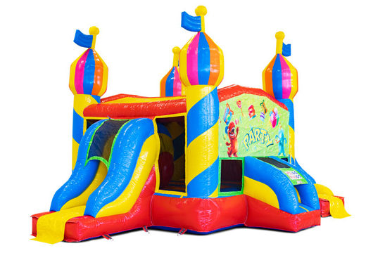 Buy Inflatable Slide Park Combo Bouncer in Party Theme for Kids. Inflatable bouncy castles with slide for sale at JB Inflatables America