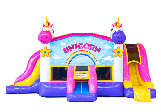 Order inflatable Slide Park Combo Unicorn bouncy castle for children. Buy now inflatable bouncy castles with slide at JB Inflatables America