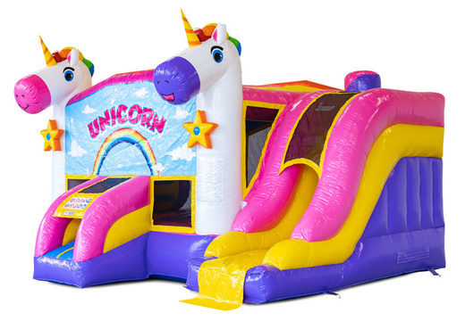 Buy Inflatable Slide Park Combo Unicorn bouncy castle for kids. Order now inflatable bouncy castles with slide at JB Inflatables America