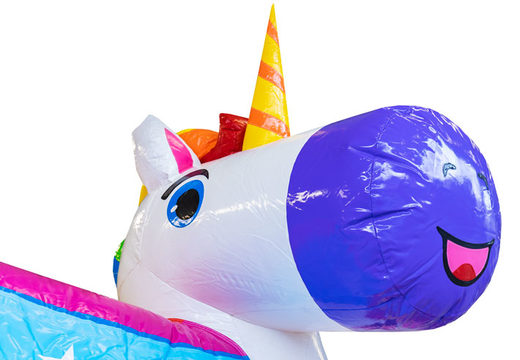 Order Slide Park Combo inflatable air cushion in Unicorn theme for children. Inflatable air cushions with slide for sale at JB Inflatables America