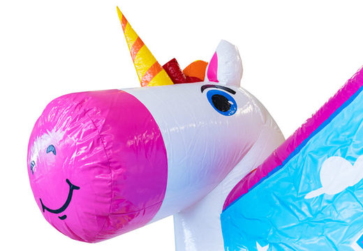 Buy Slide Park Combo inflatable bouncy castle in theme Unicorn for children. Buy now online inflatable bouncers with slide at JB Inflatables America