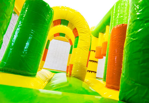 Order Multiplay air cushion with slide in Jungle theme for your children. Buy inflatable air cushions online now at JB Inflatables America
