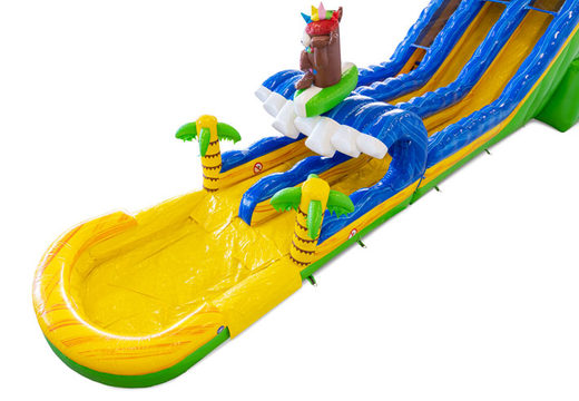 Order Slip 'n Waterslide in Hawaii theme for your children. Buy inflatable water slides now online at JB Inflatables America
