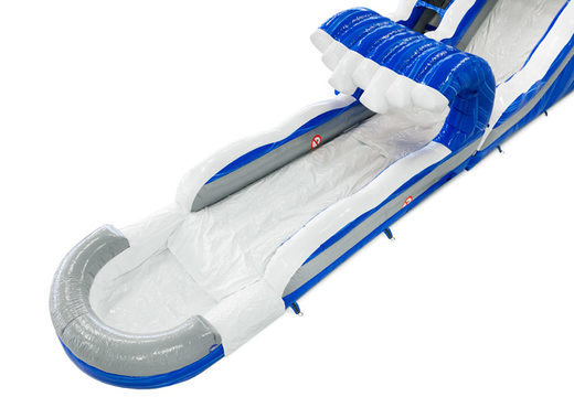 Order inflatable water slide with bath in blue, white, silver