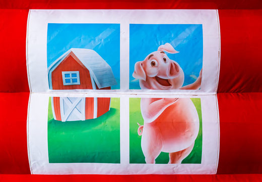 Pig on bouncy castle in farm theme