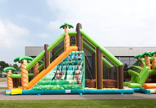 Monkeys on jungle themed bouncy castle