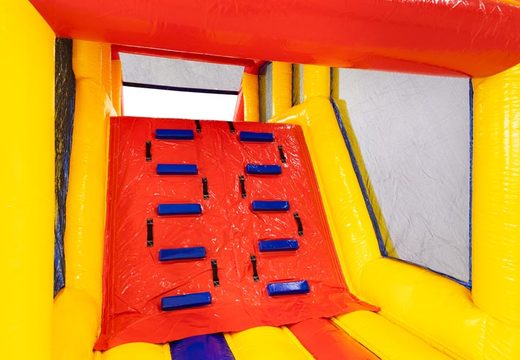 Climbing wall of obstacle course module base jump