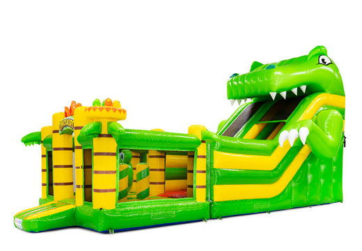 Yellow-green dino theme sliding jumping playing on Multiplay slide