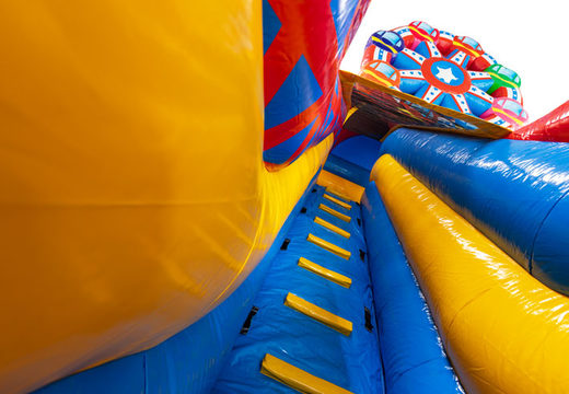 Stairs of Multiplay slide 4 in 1 bouncy castle rollercoaster theme