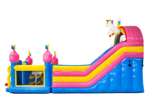 Multiplay bouncy castle with bouncing element in Unicorn theme