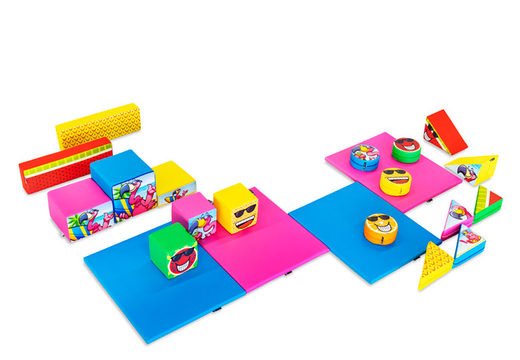 Large Softplay set in Flamingo Hawaii theme with colorful blocks to play with